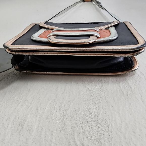 Pierre Hardy Alpha Crossbody Bag Black Lamb Leather Silver Pink Metallic Clutch - Picture 10 of 13